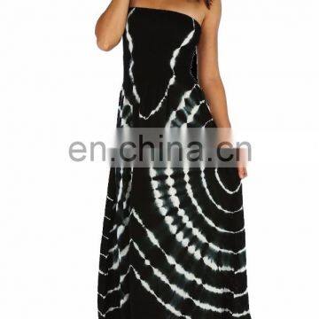 Muliticolor Fashionable Party Wear Rayon Tie & Tye Long Tube Dress