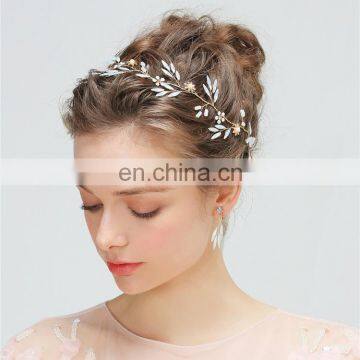 Wedding Accessories Enchanted Floral Opal Rhinestone Regal Reverse Hair Vine and Earring Set Headpiece Prom Halo Women Headpiece photo-2
