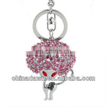 bag accessories metal chain crystal cat keychain CD-KD036