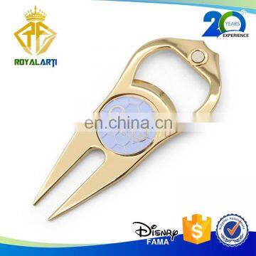 Top Selling Golf Divot Repair Tool with Bottle Opener in Gold Plating