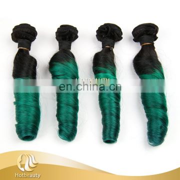 New Arrival Cheap 7A Grade 100% Human Hair Ombre Brazilian Virgin Hair ,Black/ Blue/Green Color Hair Extension