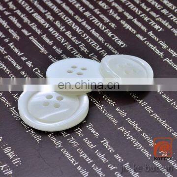 Chinese 4 Holes White Pure Pearl Color Resin Plastic Coat Button Has White Solid Color On Bottom For Shirt, Coat ,Garment