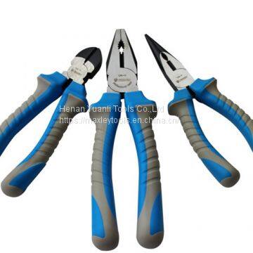 High Quality Germany Type Industrial Carbon Steel  Long Nose Pliers with Plastic Handle