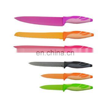 Creative Style Rubber Soft Handle Non Stick Coating Kitchen Knife Set photo-3
