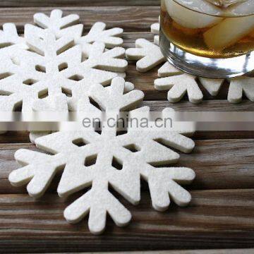 5mm Thickness White Snowflake Shape Wool Felt Christmas Coasters for Winter Holiday Decor photo-3