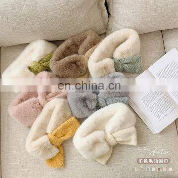 6505/ High Quality Warm Kid Winter Scarf Super Soft Faux Rabbit Wool Fashion Scarf for Boys and Girls photo-5