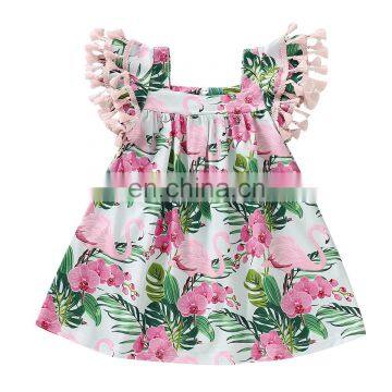 Summer Girl Dress Floral Toddler Dress Cotton Sleeveless Tassels Kids Dress Fashion Girls Clothing