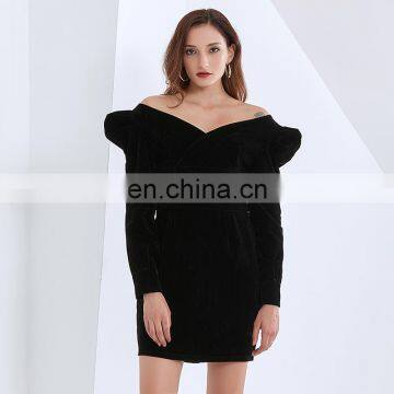 TWOTWINSTYLE Dress For Women V Neck Puff Long Sleeve High Waist Tunic Plus Size Sexy Female Mini photo-5