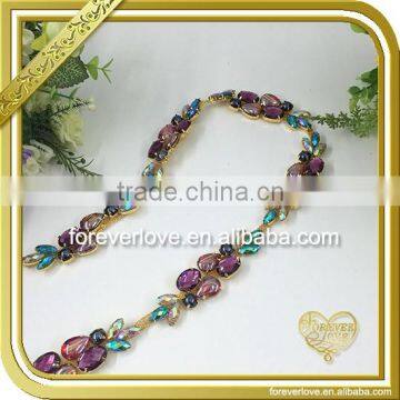 Decorative jewelry accessories colored bead rhinestone empty cup chain for dress FC609