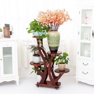 Flower rack solid wood living room indoor balcony simple multi-layer floor type retro European Chinese white wood Chlorophytum bonsai green flesh saving space large flower pot decoration shelf