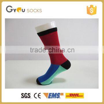 2016 Blue Patchwork men dress work casual socks wholesale