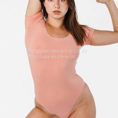 Dongguan Factory OEM ODM Custom Bodysuit short sleeve thong bodysuit  dancewear unitards