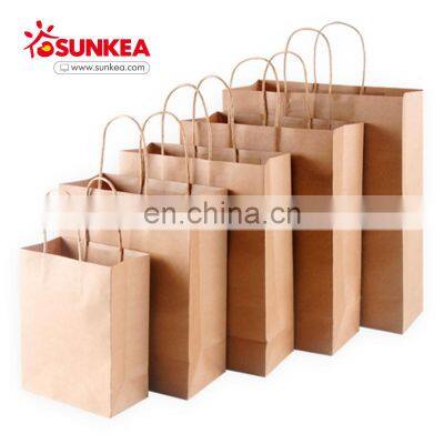 Sunkea custom food packaging brown paper bags with handles