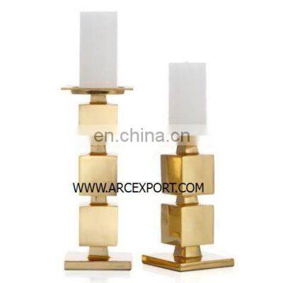 Wooden Base With Gold Metal Candle Holder photo-2