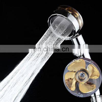 Luxury Power High Pressure Spinning 360 Degrees Rotating Fan Hand Showerhead With Small Turbo Fan Water Spray abs Shower Head