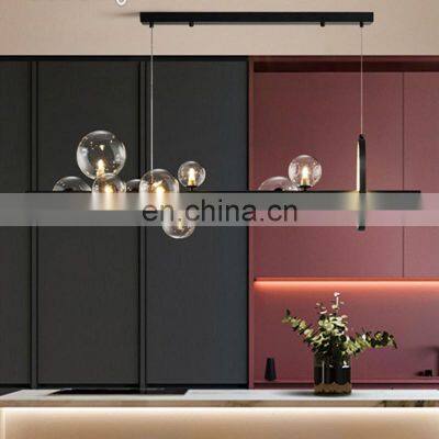 Luxury LED Chandelier Creative Lamp Strip Modern Minimalist Bar Glass Bubble Pendant Light For Restaurantr Shop