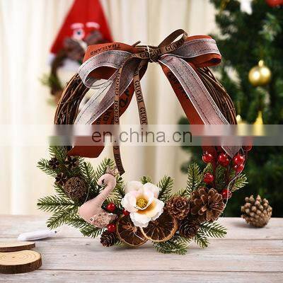 2022 Christmas Wreath New Design Decorative Christmas Garlands & Wreaths Elk Santa Claus For Christmas Door Decoration photo-4