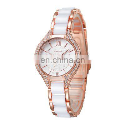 SINOBI New Arrival Women Luxury Watch S9858L Ceramic Strap Watch Pearl Shell Dial Handwatch Delicate Design Saat photo-4