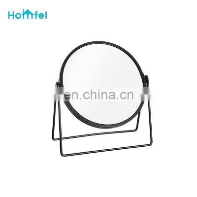 Adjustable Cosmetic Mirror Magnifying Round Mirror Chrome Freestanding Black