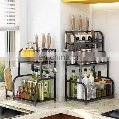 Kitchen Organizer Stainless Steel Spice Organizer Rack Oil Bottle Organizer Condiment Holder Rack Free Stand