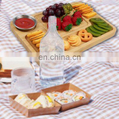 Natural Bamboo Cheese Board Charcuterie Platter WIth Bowls photo-5