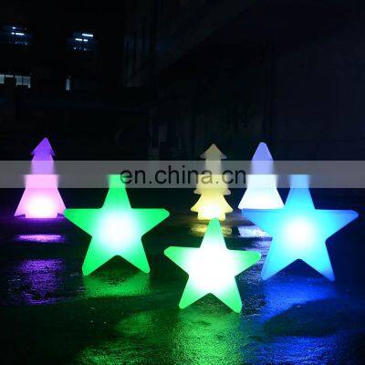 led wireless Christmas tree lights /rechargeable Christmas holiday PE plastic led tree star snow garden solar decoration lights