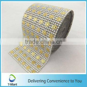 flower silver trimming ribbon crystal rhinestone mesh Plastic rhinestone mesh