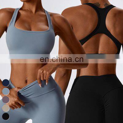 Wholesale High Quality Shockproof Sexy Workout Top High Impact Gym Fitness Yoga Bra Racer Back Sports Bra For Women