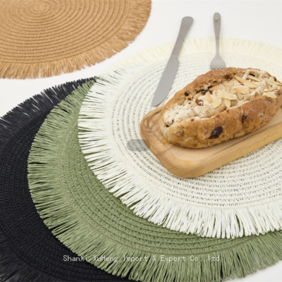 Hand Woven Round Decorative Paper Place Mats Table Mats for Dining Table photo-4