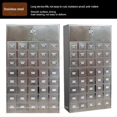 Fábrica china de venta al por mayor. Armario de hierbas de construcción totalmente de acero, de 1200 mm de ancho, que ahorra espacio. Tiene 21 cajones con divisiones para clínicas y farmacias. photo-2
