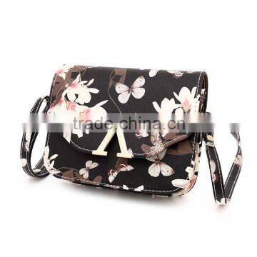 Korean Stlye Flower Butterfly Printing Fashion Big Capacity Blue Womens Designer Bags Ladies PU Leather Hobo Shoulder Bags photo-2