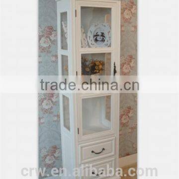 WH-4111 White Wooden Showcase With Two Drawers Glass Display Showcase