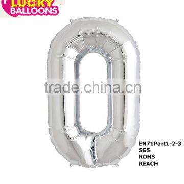 EN71 approved 16" foil silver balloon number manufacturer