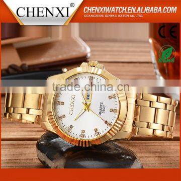 Best Quality Vogue Designer Day/Date Japan Movt Quartz Watch Price Gold Men