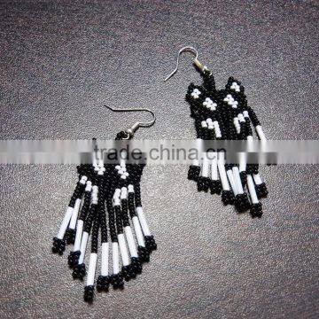 Black Stone Fashion Jewellery Boho Hippie Loop Earrings Beads Earring