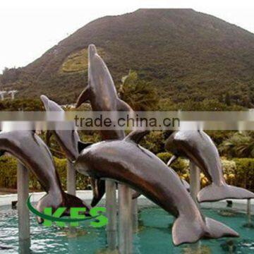 Bronze dolphin fountain