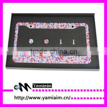 Mixed color diamond crystal License Plate Frame Car accessories Auto OEM Girly gift