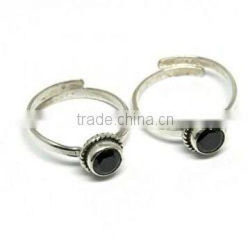 Spirit Of Peace !! Black CZ 925 Sterling Silver Toe Rings, Wholesale Silver Jewelry, Gemstone Silver Jewelry