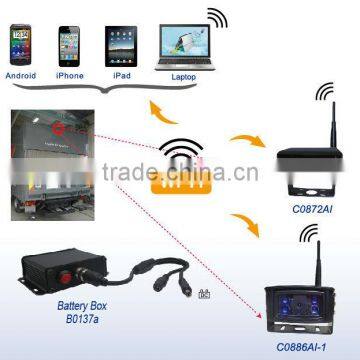 mobile and tablet PC view waterproof wifi rear view camera for heavy duty truck