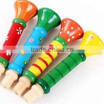 Colorful Wooden Trumpet Buglet Hooter Bugle Educational Toy for Kids