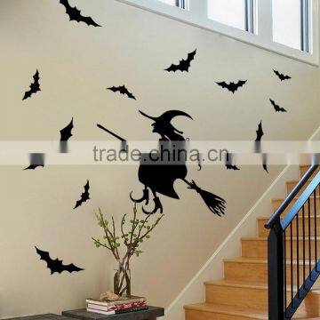ALFOREVER Halloween Witch Fly Around Bats Vinyl Sticker,witch Wall Decals photo-5