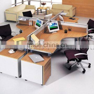 Modern Elegant Round Workstation Wooden 4 Seaters Office Cubicle (SZ-WS332)