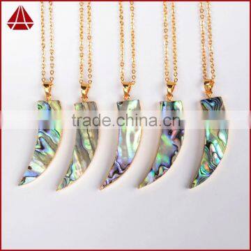 Fashion gold plated elephant tusk abalone shell pendant bead jewelry