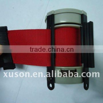 Heavy duty cassette belt barriers with brake mechanism