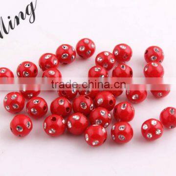 Red Color Color Chunky Acrylic Solid Rhinestone Bling Beads 4mm to 12mm Wholesales Jewelry