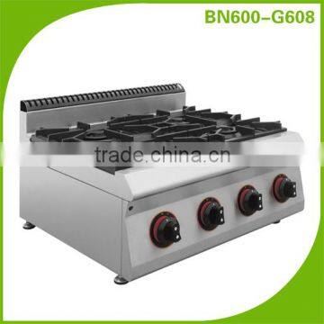 Commercial Counter top Stainless Steel Gas Cooking Rang With 4 Burners BN600-G608