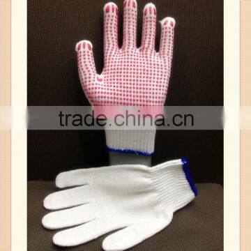 Bleached White Cotton Work Gloves with PVC Dotted