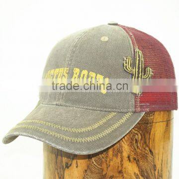 100 cotton washed baseball hat with mesh