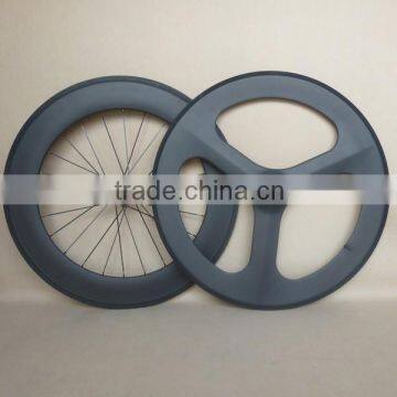 700C high profile carbon wheelset front tri spoke rear 88mm wheel free gear                        
                                                Quality Choice