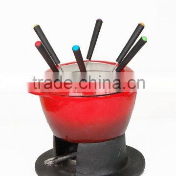 Cast iron pot,Cast Iron Enamel Chafing Dish,Cast Iron Fondue Set,Mini Cheese Fondue Set